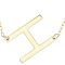 Sideways Initial H Necklace In Solid 14K Yellow Gold 18 Inch