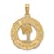 14k Yellow Gold Textured Saint Augustine with Palm Tree Circle Charm