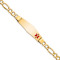 10k Yellow Gold Medical Soft Diamond Shape Red Enamel Figaro Link ID Bracelet