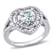 Aquamarine and Diamond 10K White Gold Halo Heart Ring 1.68ctw