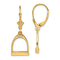 14k Yellow Gold 3D Small Horse Stirrup Dangle Earrings