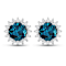 1.60ctw 14K White Gold London Blue Topaz  Topaz and White Diamond Halo Earrings