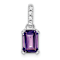 Rhodium Over 10k White Gold 1.1 ctw Amethyst and Accent Diamond Pendant