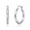 Twisted Hoop Earrings In White Rhodium Over Brass