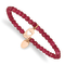Rose Stainless Steel Polished LOVE Red Jade Stretch Bracelet