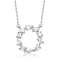 Initial O Mixed Cut CZ Pendant Necklace In Sterling Silver 18 Inch