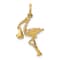 14k Yellow Gold Textured Solid Stork Charm Pendant