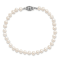Rhodium Over Sterling Silver 4-5mm White Freshwater Cultured Pearl Bracelet
