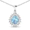 2.30ctw 14K White Gold Pear  Aquamarine and White Diamond Pendant with
18 inch Cable Chain