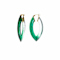 14K Yellow Gold Over Sterling Silver Painted Marquise Hoops in Green