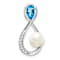 Rhodium Over 10k White Gold Infinity Chain Slide with 1.97ctw Swiss Blue
Topaz, FWC Pearl, Diamond