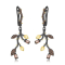 Smoky Quartz Black Rhodium Over Sterling Silver Leaf Earrings