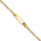 14k Yellow Gold Medical Soft Diamond Shape Red Enamel Figaro Link ID Bracelet