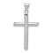 Rhodium Over 14k White Gold 3D Polished Tube Cross Pendant