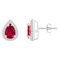 7x5mm Pear Shape Created Ruby And Created White Sapphire 10k White Gold
Halo Stud Earrings