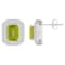 8x6mm Emerald Cut Peridot And White Topaz Accent Rhodium Over Sterling
Silver Double Halo Earrings