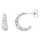 14K White Gold Rope Design J-Hoop Earrings
