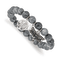 Stainless Steel Antiqued and Polished Dragonfly Grey Dyed Jade Bracelet