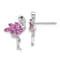 Rhodium Over Sterling Silver Pink Crystal Flamingo Post Earrings