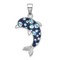 Rhodium Over Sterling Silver Polished Crystal Dolphin Pendant