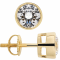 White Cubic Zirconia 14k Yellow Gold Studs With Velvet Gift Box 2.00ctw