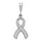 Rhodium Over 14k White Gold Textured Awareness Pendant