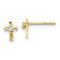 14k Yellow Gold Polished and Diamond-Cut Cubic Zirconia Cross Stud Earrings