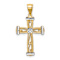 14k Two-tone Gold Diamond-Cut and Beaded Textured Cross Pendant