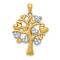 14k Two-tone Gold  Polished and Textured Hearts Tree Pendant
