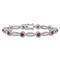 Rhodium Over Sterling Silver Fancy Lab Created Ruby and Cubic Zirconia Bracelet
