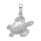 Rhodium Over Sterling Silver Polished Large Sea Turtle Pendant