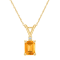 7x5mm Emerald Cut Citrine with Diamond Accent 14k Yellow Gold Pendant
With Chain