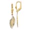 14K Yellow Gold With White Rhodium Polished/Textured Leaf Leverback
Dangle Earrings