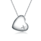 Heart Of Grace CZ Pendant Necklace In White Rhodium Over Brass