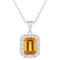 8x6mm Emerald Cut Citrine and White Topaz Accent Rhodium Over Sterling
Silver Halo Pendant w/Chain