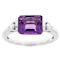 Amethyst And Moissanite East-West Ring In Sterling Silver
