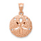 14k Rose Gold Brushed and Diamond-Cut Sand Dollar Pendant