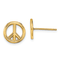 14k Yellow Gold 3D Polished 10.2mm Peace Symbol Stud Earrings