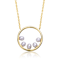 Freshwater Pearl Halo Circle Pendant In 14K Gold Over Sterling Silver