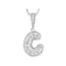 CZ Initial C Bubble Letter Pendant Necklace In Sterling Silver 1.43ctw