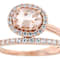 Morganite Oval And White Zircon Ring In 18K Rose Gold Over Sterling
Silver 1.62ctw