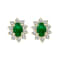 1.00ctw Emerald and Diamond Earrings in 14k Yellow Gold