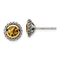 Sterling Silver Antiqued with 14K Accent Citrine Post Earrings