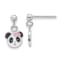 Rhodium Over Sterling Silver Enameled Panda Children's Post Dangle Earrings