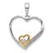 14k Yellow Gold and 14k White Gold Diamond Double Heart Pendant