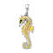 Rhodium Over Sterling Silver 3D Enameled Yellow Seahorse Pendant
