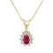 0.35ctw Pear Shape Ruby and Round Diamond Pendant 14k Yellow Gold