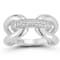 Sterling Statements Rhodium Over Sterling Silver Pave Bold Link Ring