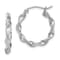 Rhodium Over Sterling Silver Polished and Satin 2.5mm Twist Hoop Earrings