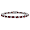 Rhodium Over 14k White Gold Oval Garnet and Diamond Bracelet